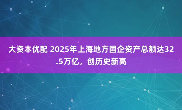 大资本优配 2025年上海地方国企资产总额达32.5万亿，创历史新高