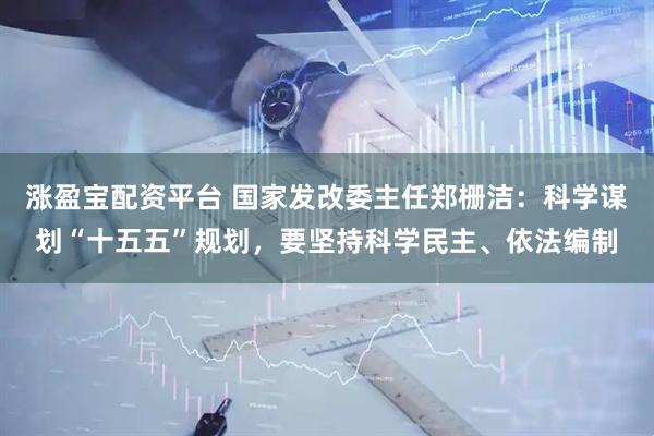 涨盈宝配资平台 国家发改委主任郑栅洁：科学谋划“十五五”规划，要坚持科学民主、依法编制